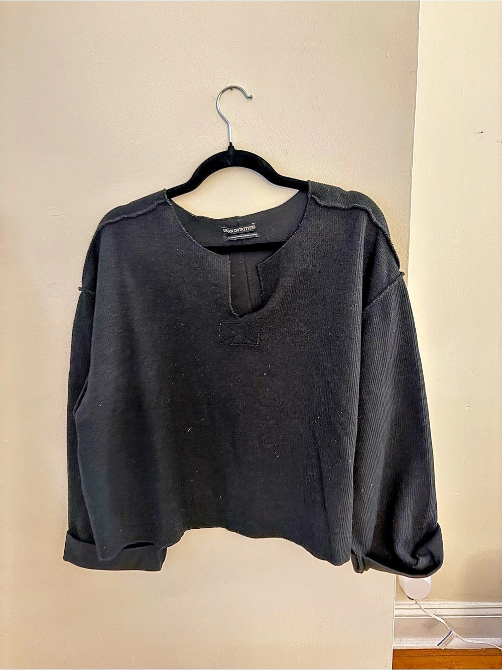 Urban Outfitters BDG Viv Spliced Notch Neck Tee Black